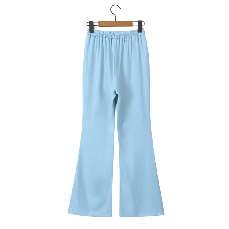 Fashion Denim Blue Denim Tube Top Micro Pleated Trousers Suit,Tank Tops & Camis
