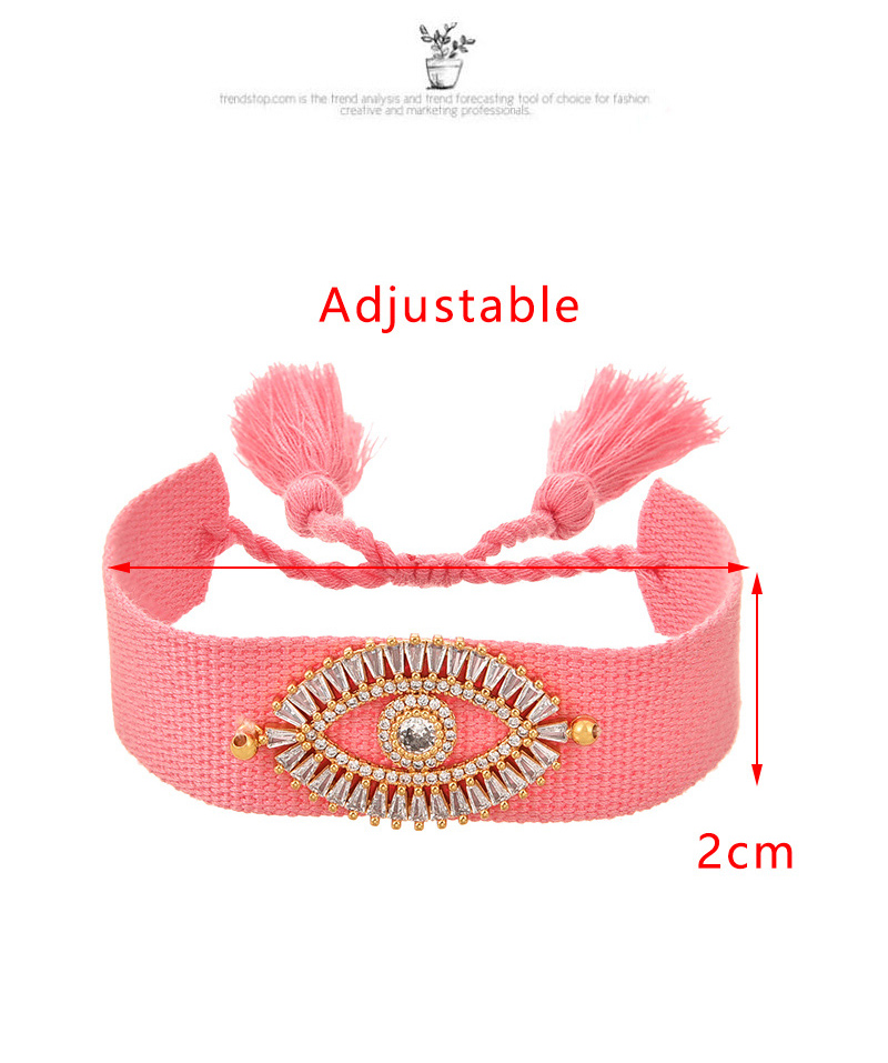 Fashion Red Copper Inlaid Zirconia Eyes Fabric Braided Tassel Bracelet,Bracelets