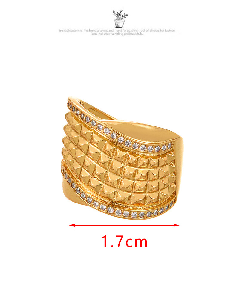 Fashion Golden 2 Copper Set Zirconia Geometric Ring,Rings