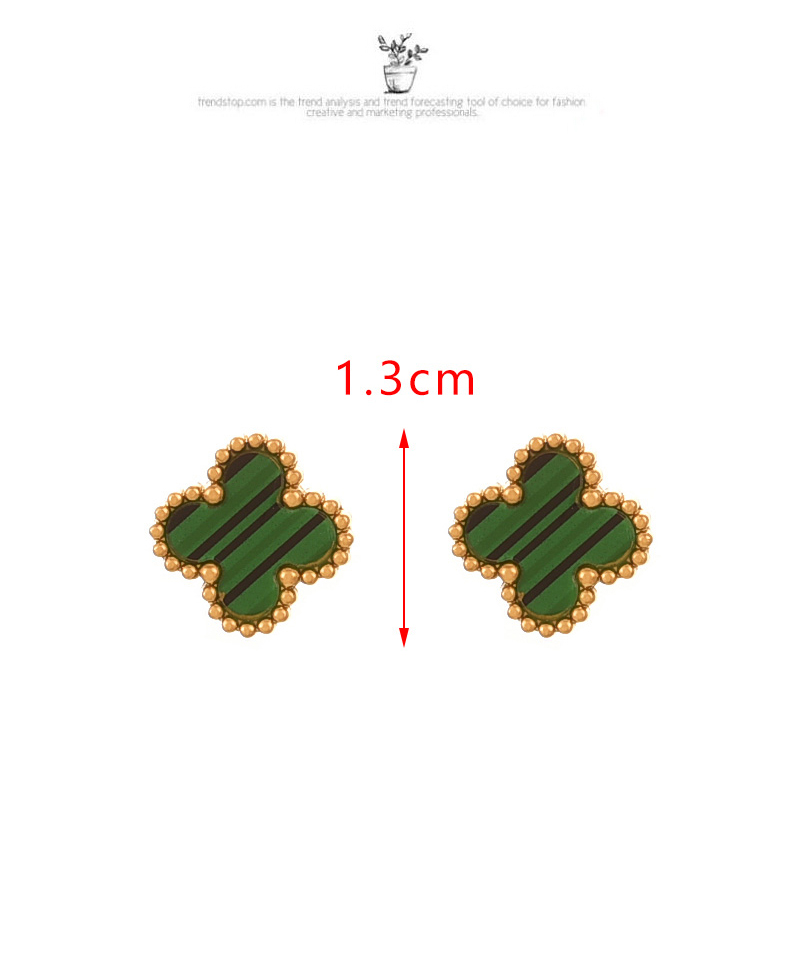 Fashion Green Titanium Steel Shell Four-leaf Clover Earrings,Earrings
