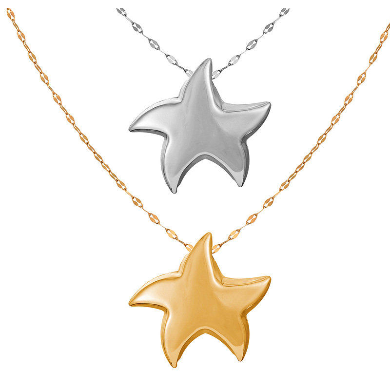 Fashion Silver Titanium Steel Pentagram Necklace,Necklaces