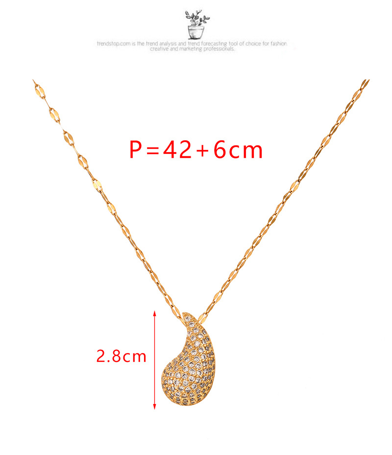 Fashion Silver Titanium Steel Inlaid Zirconium Drop Necklace,Necklaces