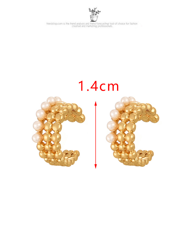 Fashion Gold Copper Pearl C-shaped Ear Cuff,Earrings