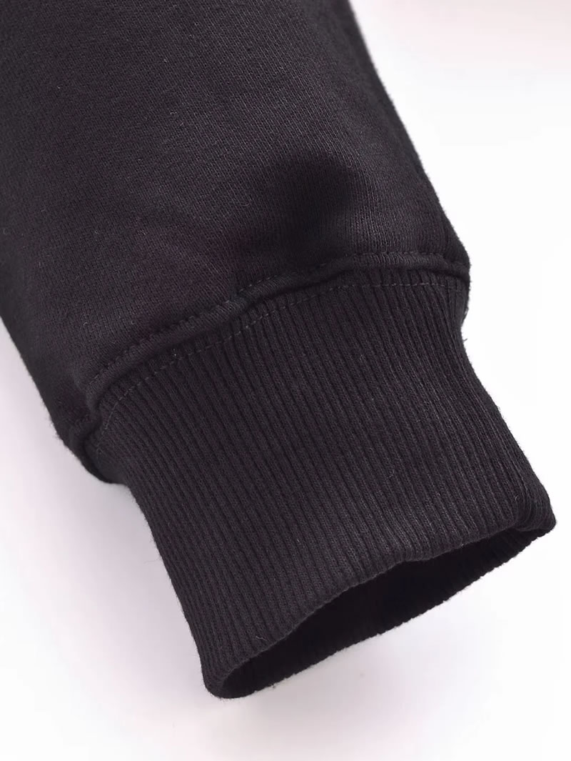 Fashion Black Polyester Embroidered Lace-up Patchwork Sweatshirt,Sweatshirts
