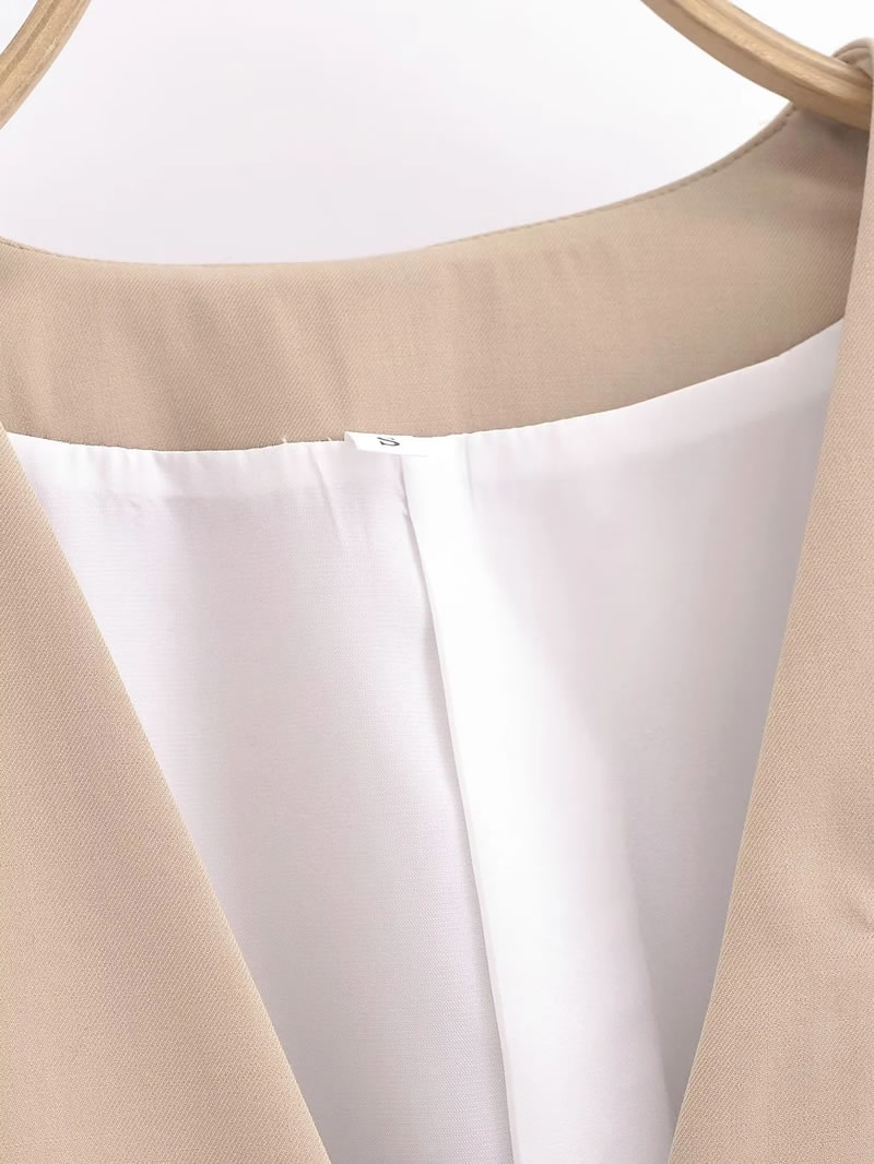 Fashion Khaki Polyester Button-down Short-sleeved Shorts Set,T-shirts