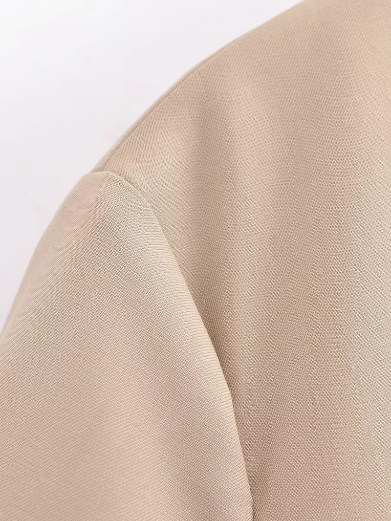Fashion Khaki Polyester Button-down Short-sleeved Shorts Set,T-shirts