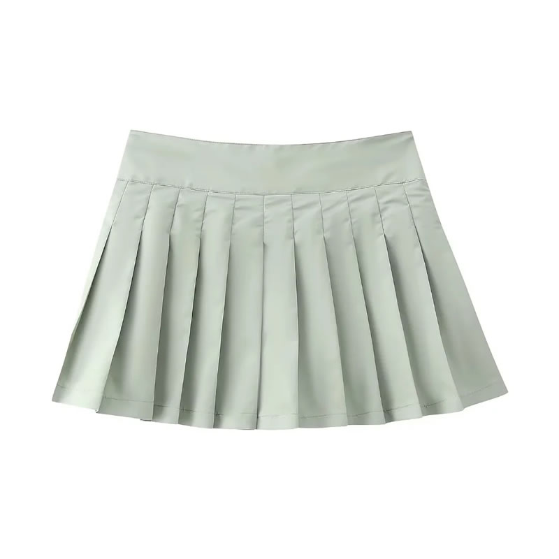 Fashion Green Woven Pleated Culottes,Shorts