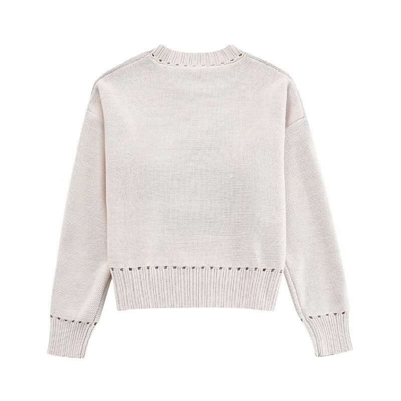 Fashion Color Woven Jacquard-knit Crew Neck Sweater,Sweater