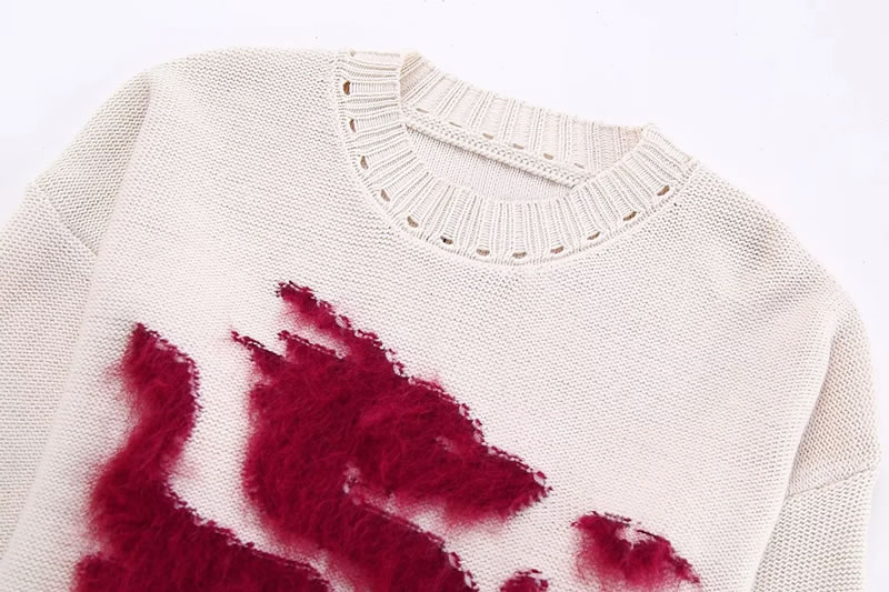 Fashion Color Woven Jacquard-knit Crew Neck Sweater,Sweater