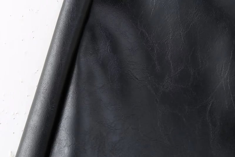 Fashion Black Woven Faux Leather Culottes,Shorts