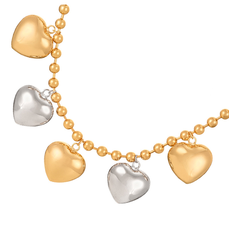 Fashion Gold Copper Multiple Love Pendant Beaded Necklace (6mm),Necklaces