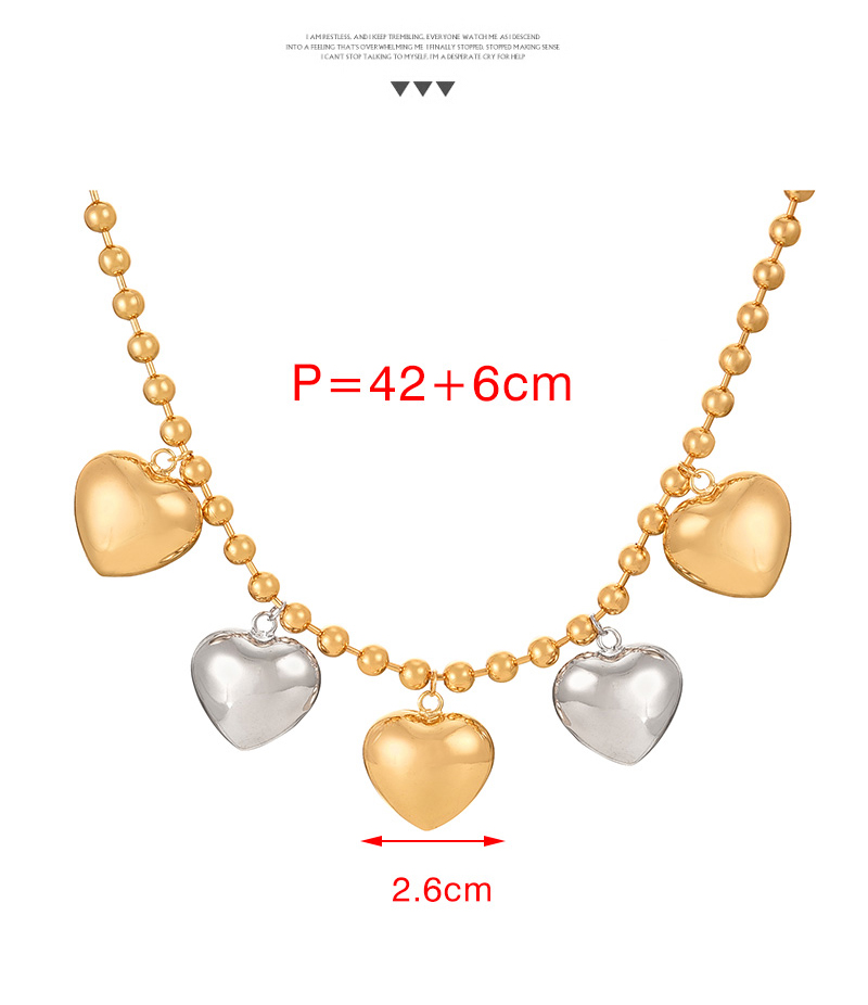Fashion Gold Copper Multiple Love Pendant Beaded Necklace (6mm),Necklaces