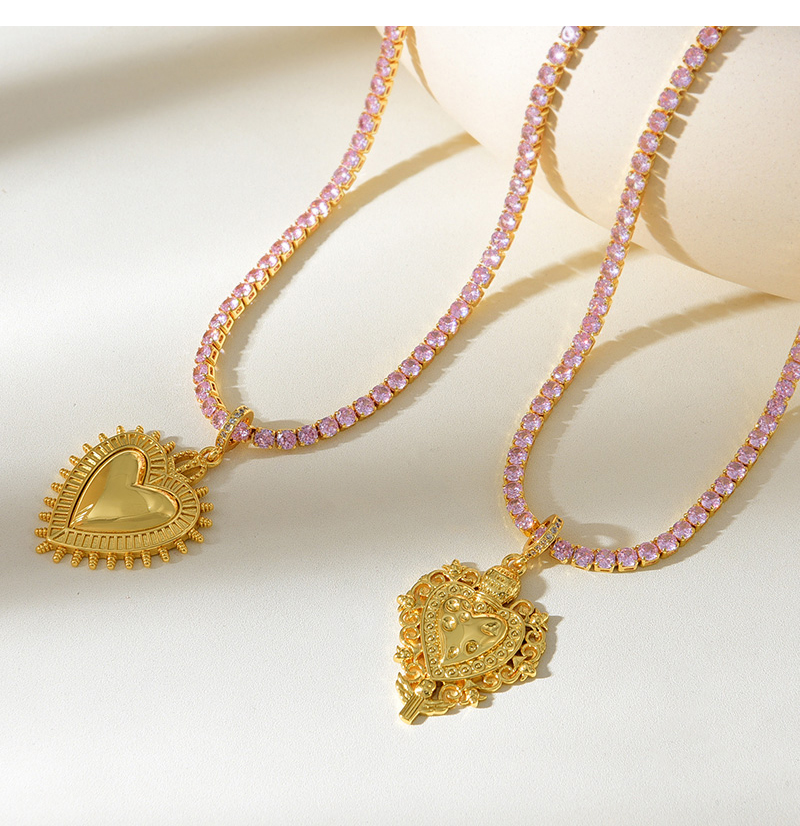 Fashion Golden 2 Copper Inlaid Zircon Pattern Love Pendant Necklace,Necklaces