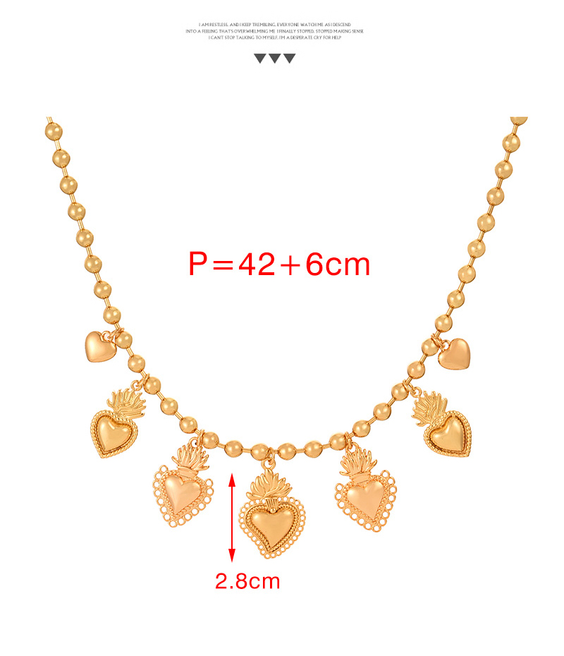 Fashion Gold Copper Multiple Irregular Love Pendant Beaded Necklace (4mm),Necklaces