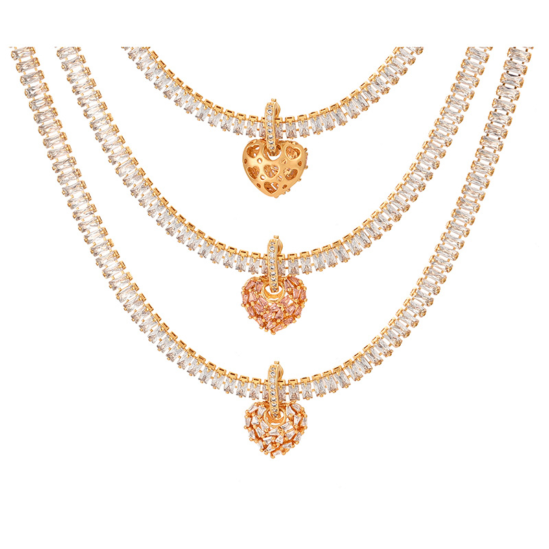 Fashion White Copper Set Zircon Love Pendant Necklace,Necklaces