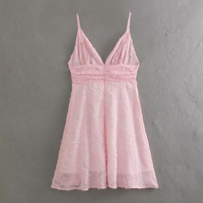Fashion Pink Polyester Brushed Suspender Skirt,Mini & Short Dresses