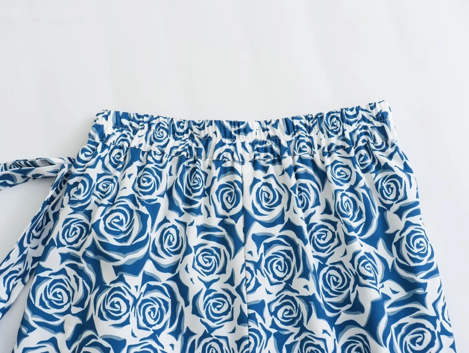 Fashion Blue Polyester Printed Lace Lace-up Skirt,Skirts