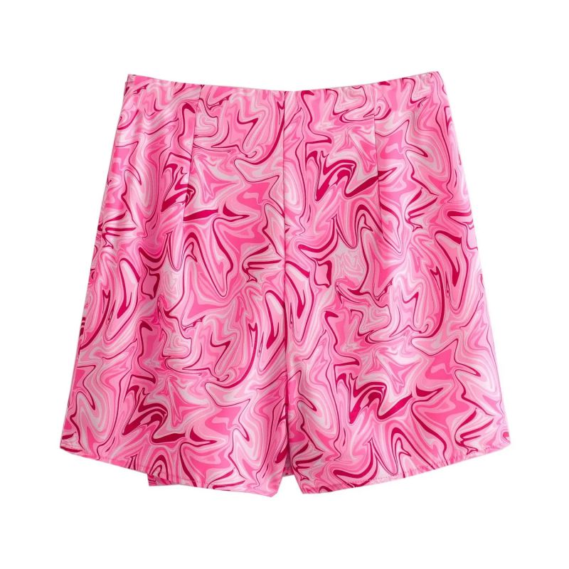 Fashion Pink Polyester Tie-dye Wrap Shorts,Shorts