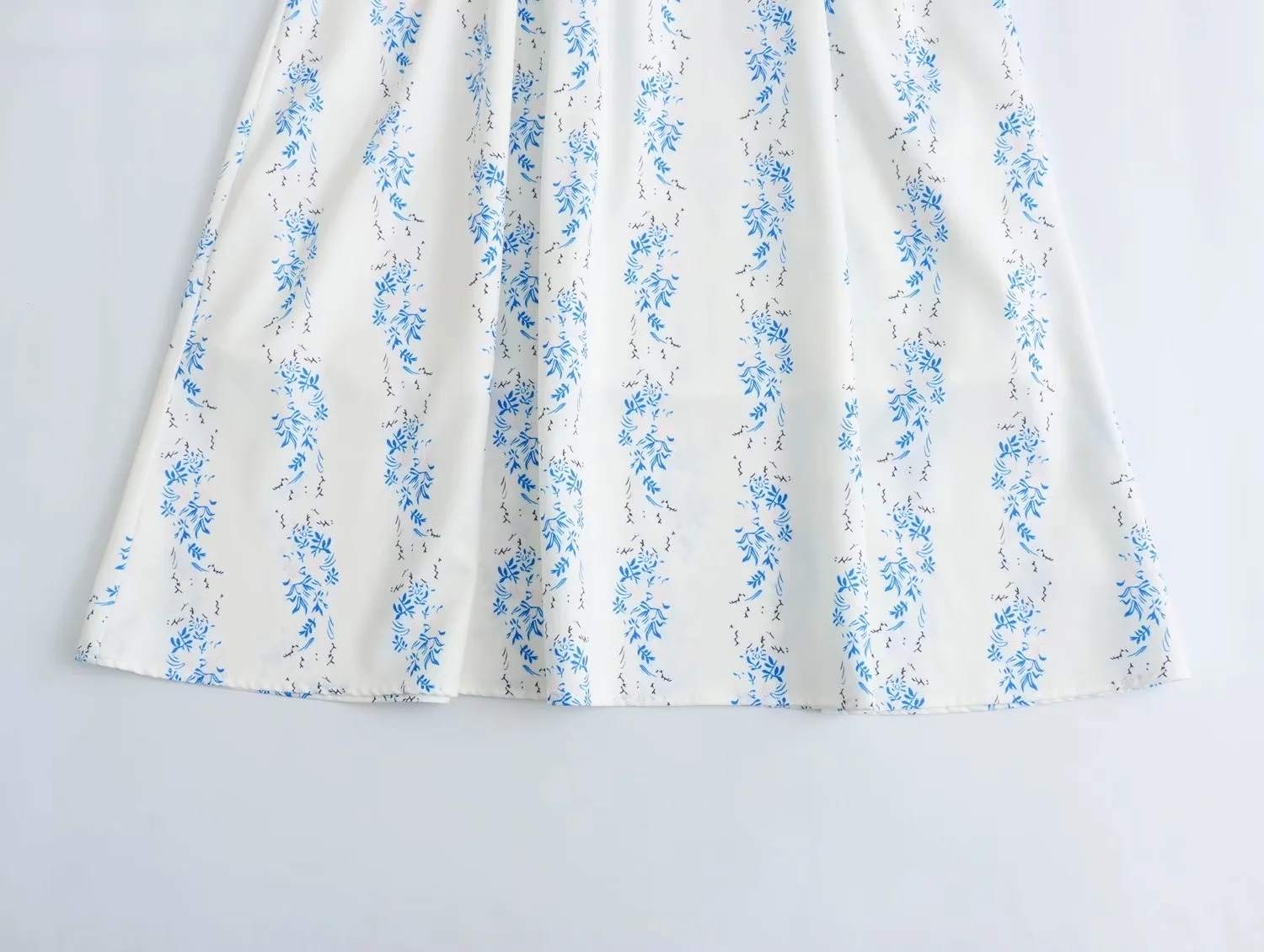 Fashion Blue Polyester Lapel Printed Knee-length Skirt,Knee Length