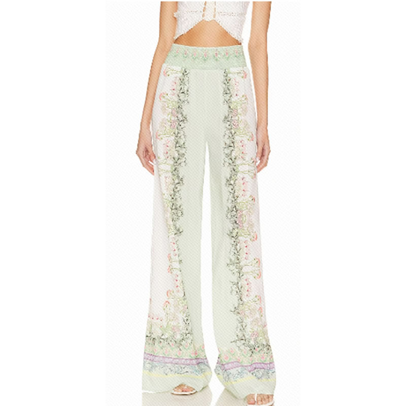 Fashion Color Matching Polyester Printed Trousers,Pants