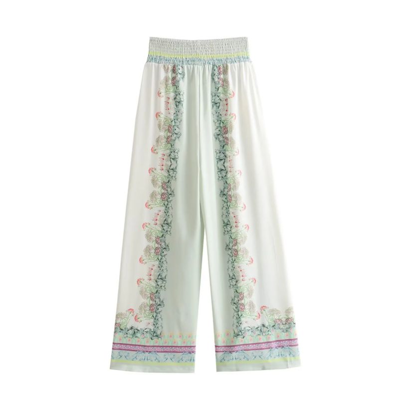 Fashion Color Matching Polyester Printed Trousers,Pants