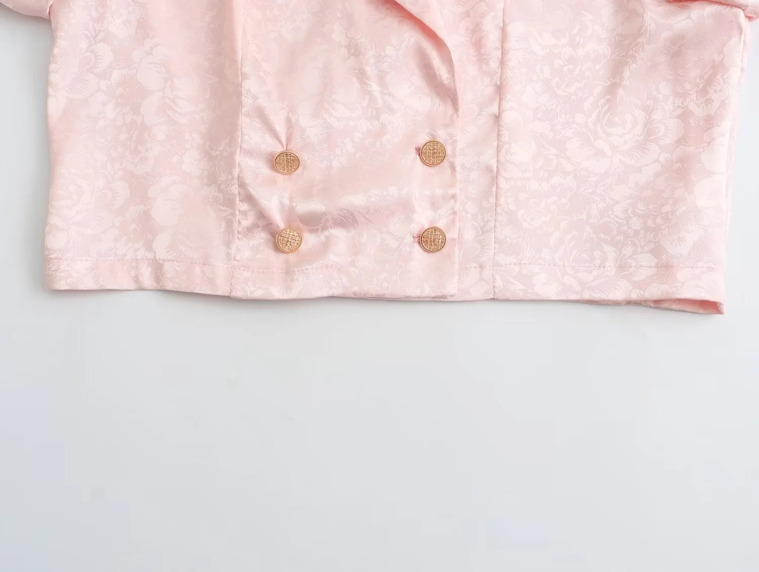 Fashion Light Pink Polyester Lapel Cropped Top,T-shirts