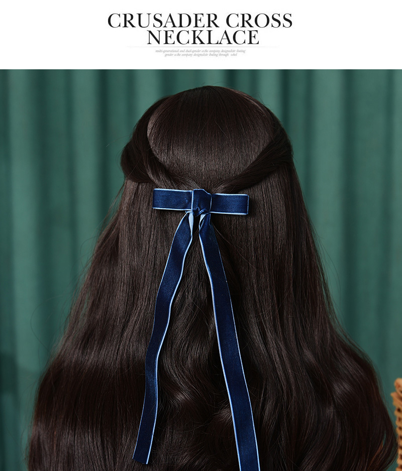 Fashion Black Alloy Velvet Bow Long Hair Clip,Hairpins