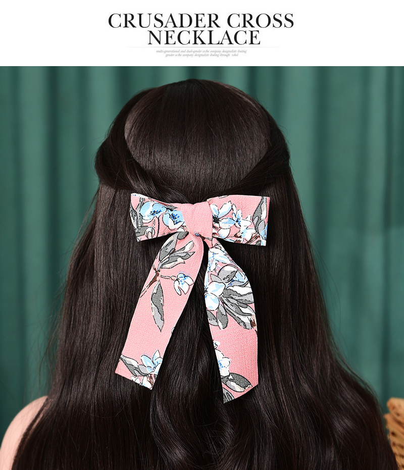 Fashion Color 3 Alloy Fabric Printed Bow Short Hair Clip,Hairpins