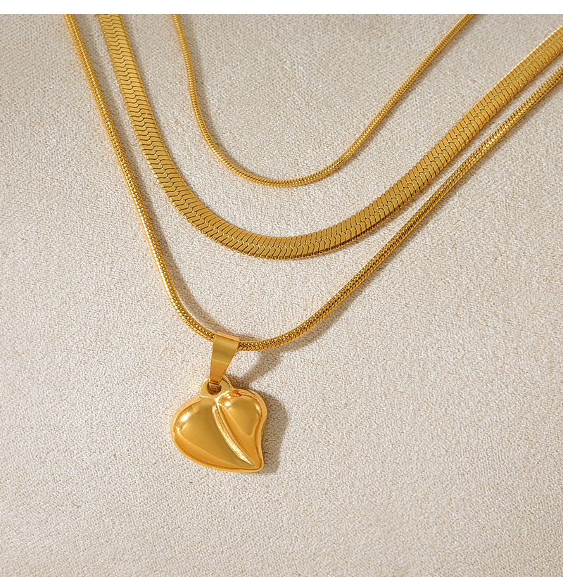 Fashion Gold Titanium Steel Multi-layer Love Pendant Necklace,Necklaces