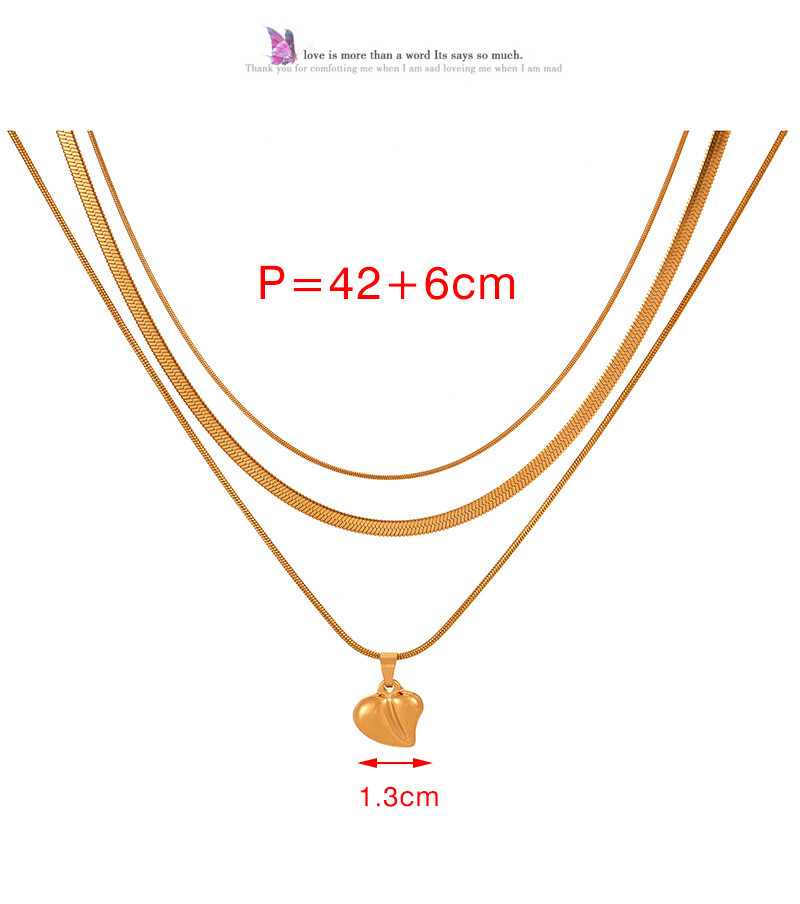 Fashion Gold Titanium Steel Multi-layer Love Pendant Necklace,Necklaces