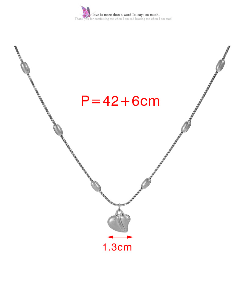 Fashion Silver Titanium Steel Love Pendant Bead Necklace,Necklaces