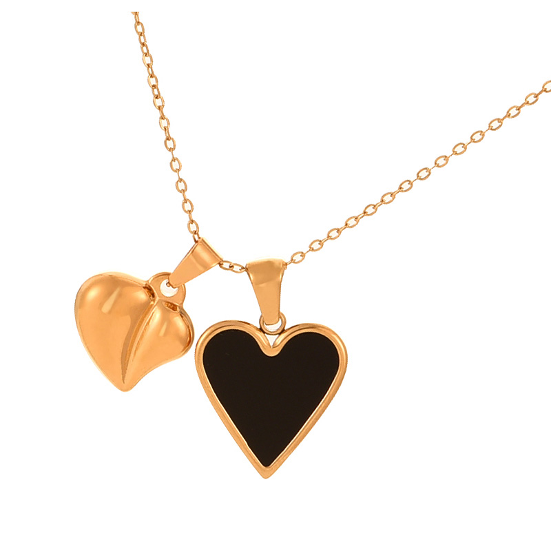 Fashion Gold Titanium Steel Oil Drop Love Pendant Necklace,Necklaces