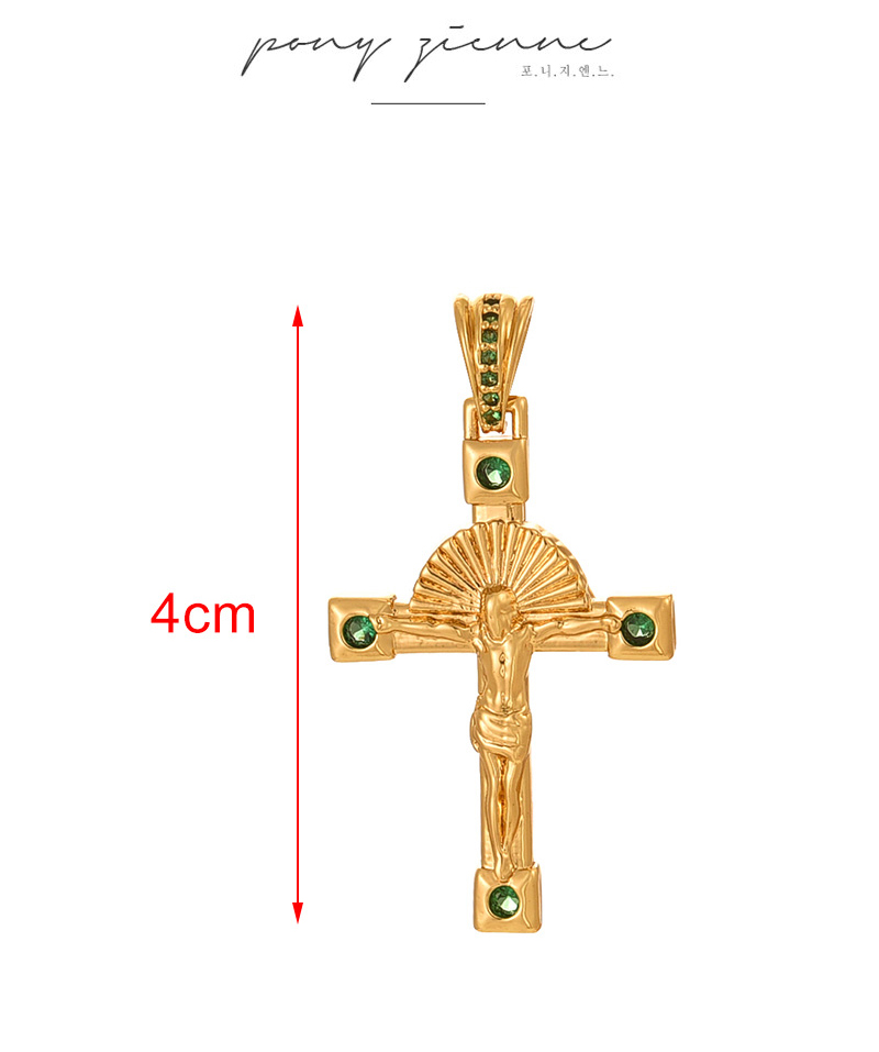 Fashion Golden 2 Copper Inlaid Zirconia Cross Pendant Accessories,Jewelry Findings & Components