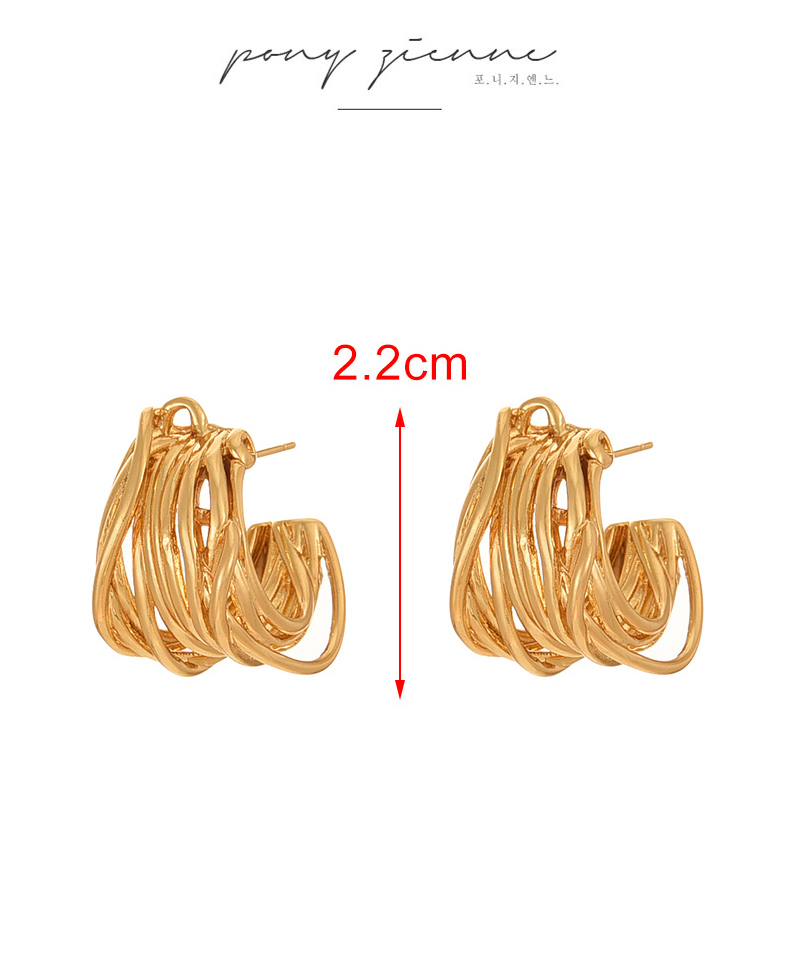 Fashion Silver Copper Multi-layer C-shaped Earrings,Earrings