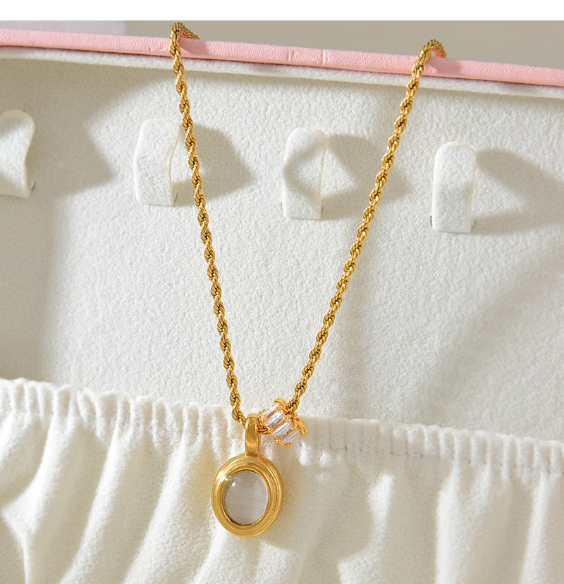 Fashion Gold Copper Set Zircon Opal Pendant Twist Necklace,Necklaces