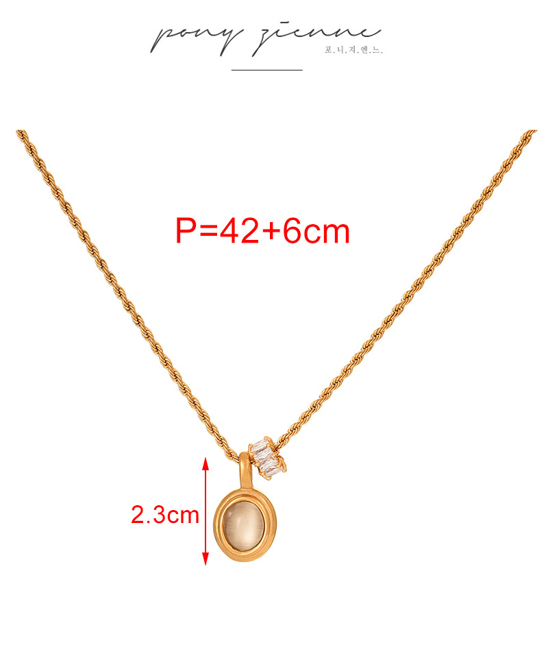 Fashion Gold Copper Set Zircon Opal Pendant Twist Necklace,Necklaces