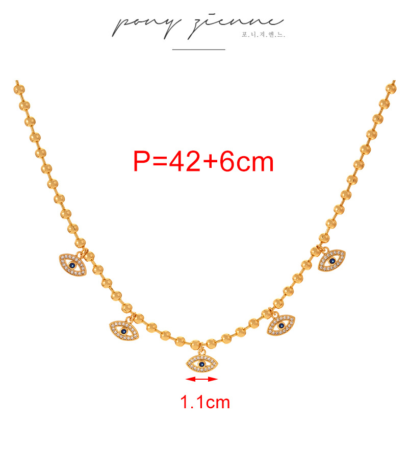 Fashion White Copper Inlaid Zirconium Multiple Eye Pendant Bead Necklace (3mm),Necklaces