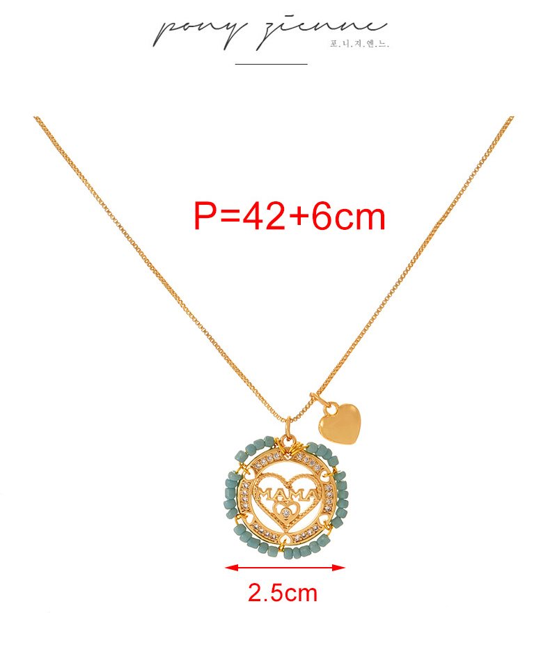 Fashion Gold Copper Inlaid Zirconium Heart Letter Mama Beaded Pendant Necklace,Necklaces