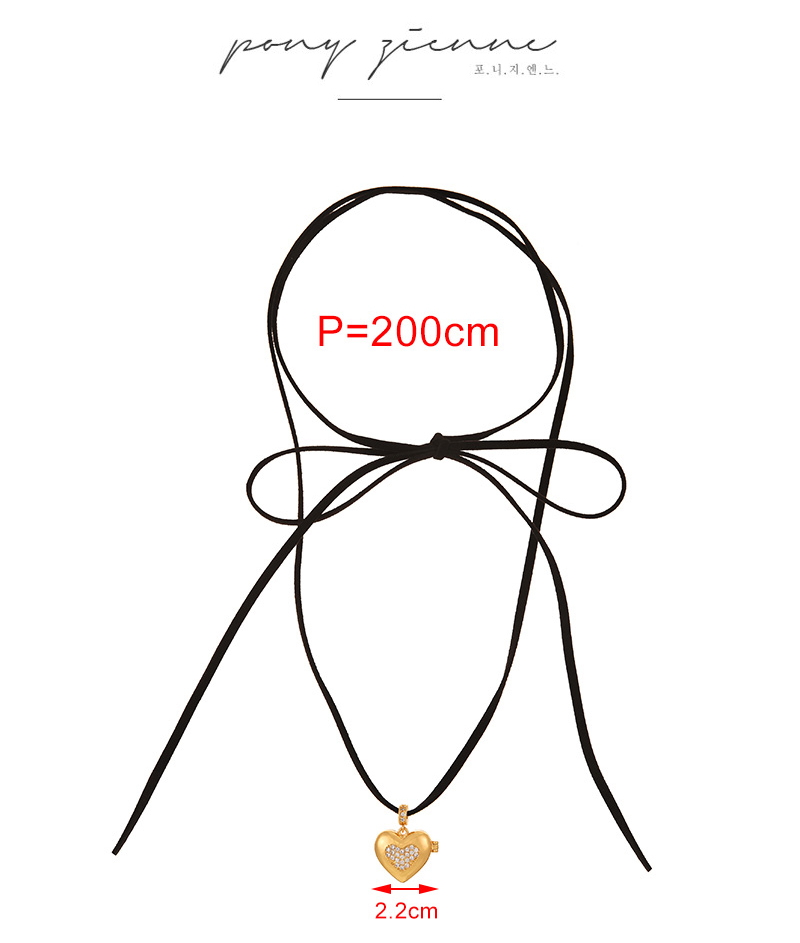 Fashion Golden 2 Copper Inlaid Zirconium Love Flip Pendant Pu Tether Necklace,Necklaces