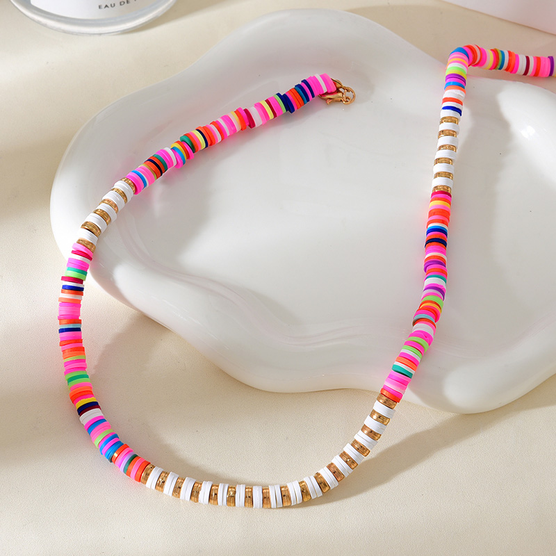 Fashion Color Soft Clay Colorful Beaded Necklace,Beaded Necklaces