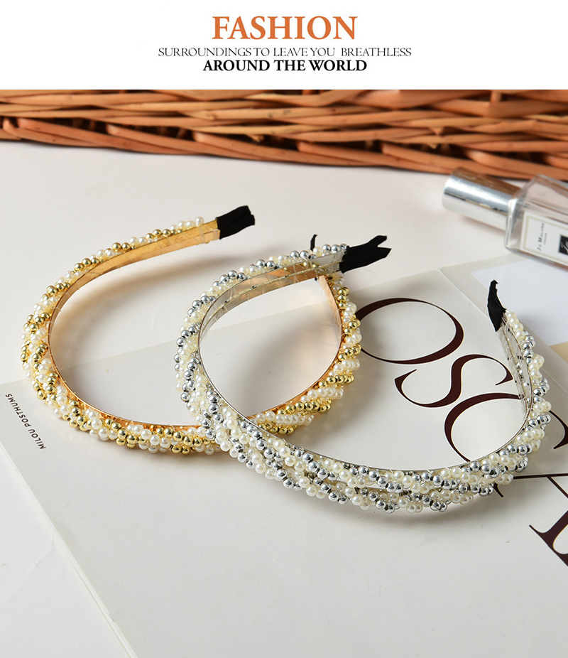 Fashion Silver Alloy Diamond And Pearl Double Layer Headband,Diadema