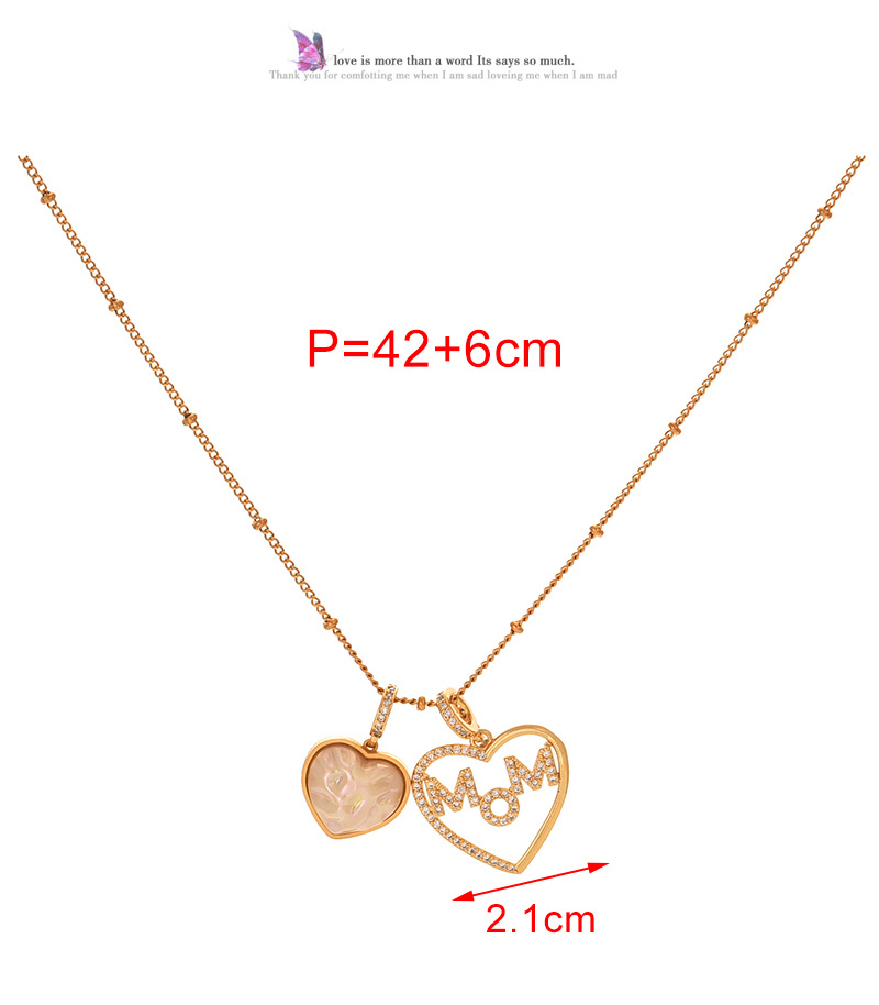 Fashion Golden 2 Titanium Steel Inlaid With Zirconium Letters Mom Love Shell Pendant Necklace,Necklaces