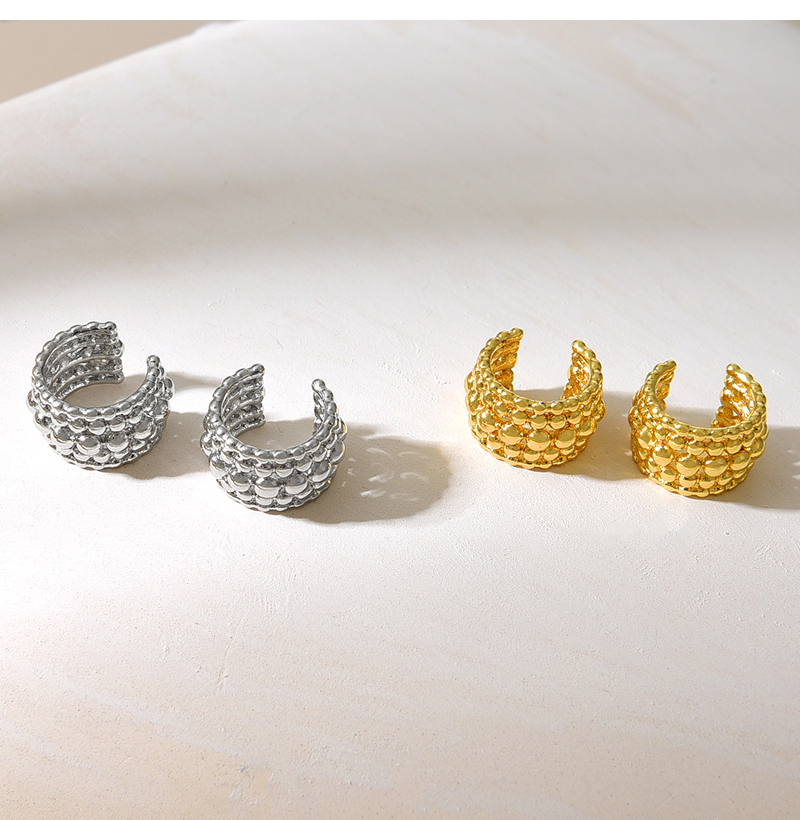Fashion Silver Copper Multi-row Bead C-shaped Ear Cuff,Earrings
