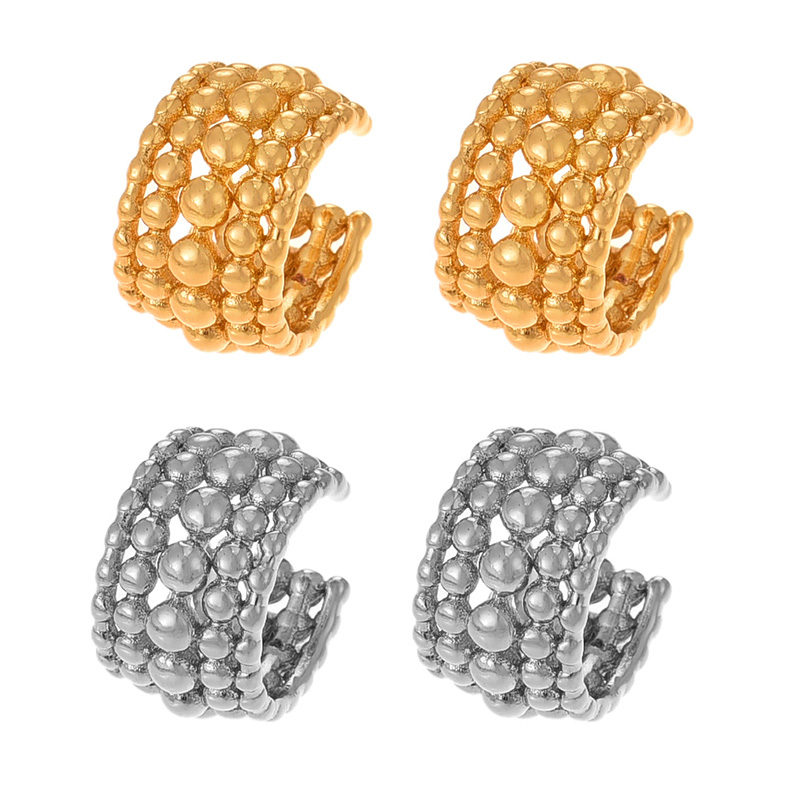 Fashion Silver Copper Multi-row Bead C-shaped Ear Cuff,Earrings
