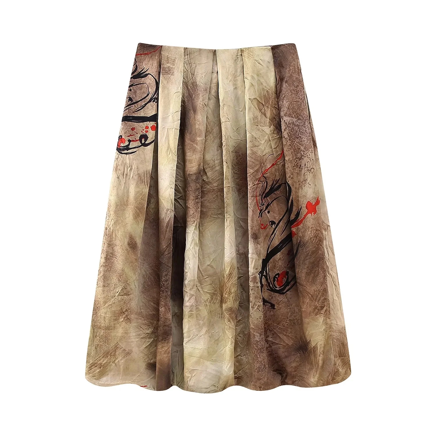Fashion Brown Polyester Printed Skirt,Skirts