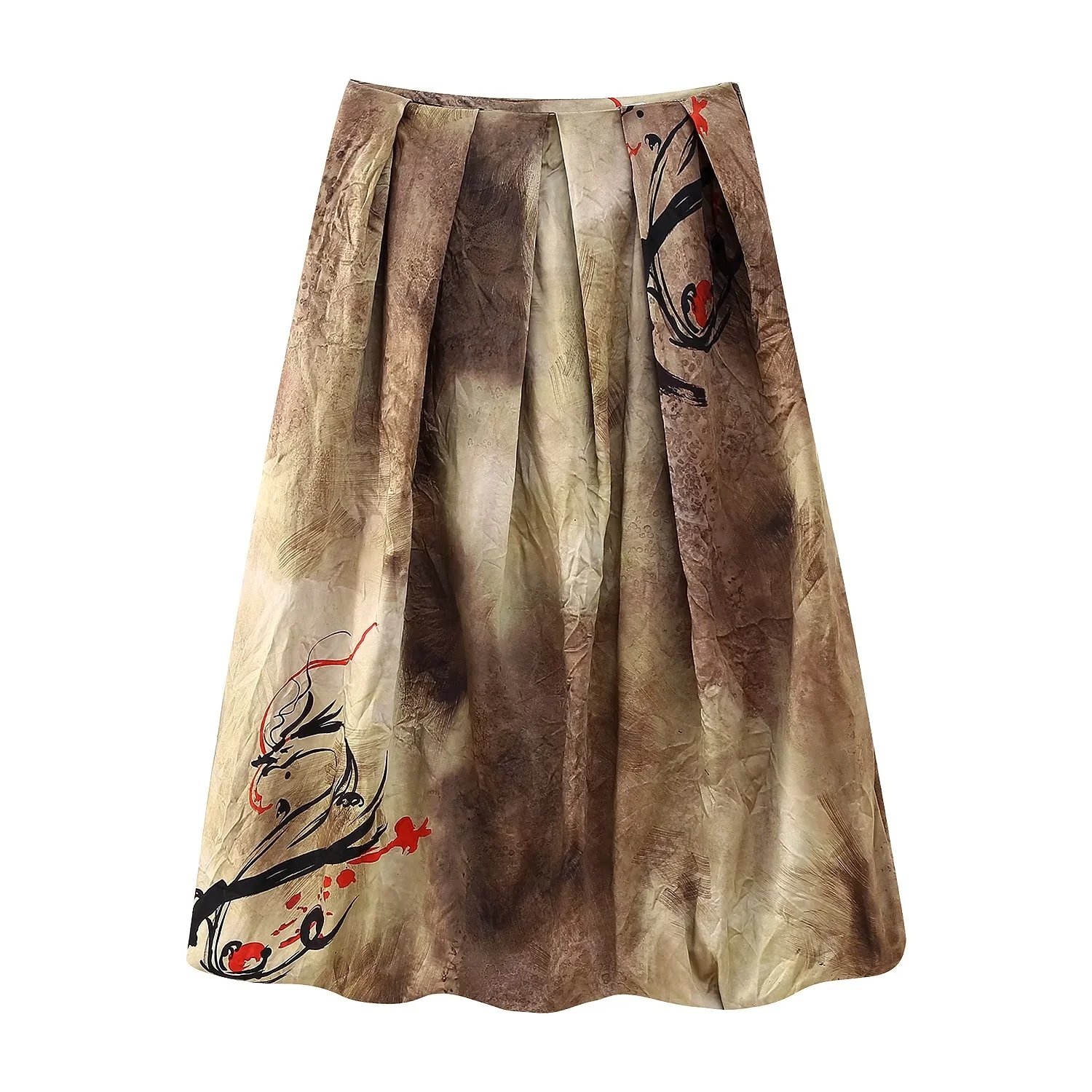 Fashion Brown Polyester Printed Skirt,Skirts