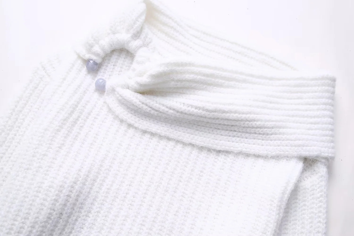 Fashion White One Shoulder Knitted Sweater,Sweater