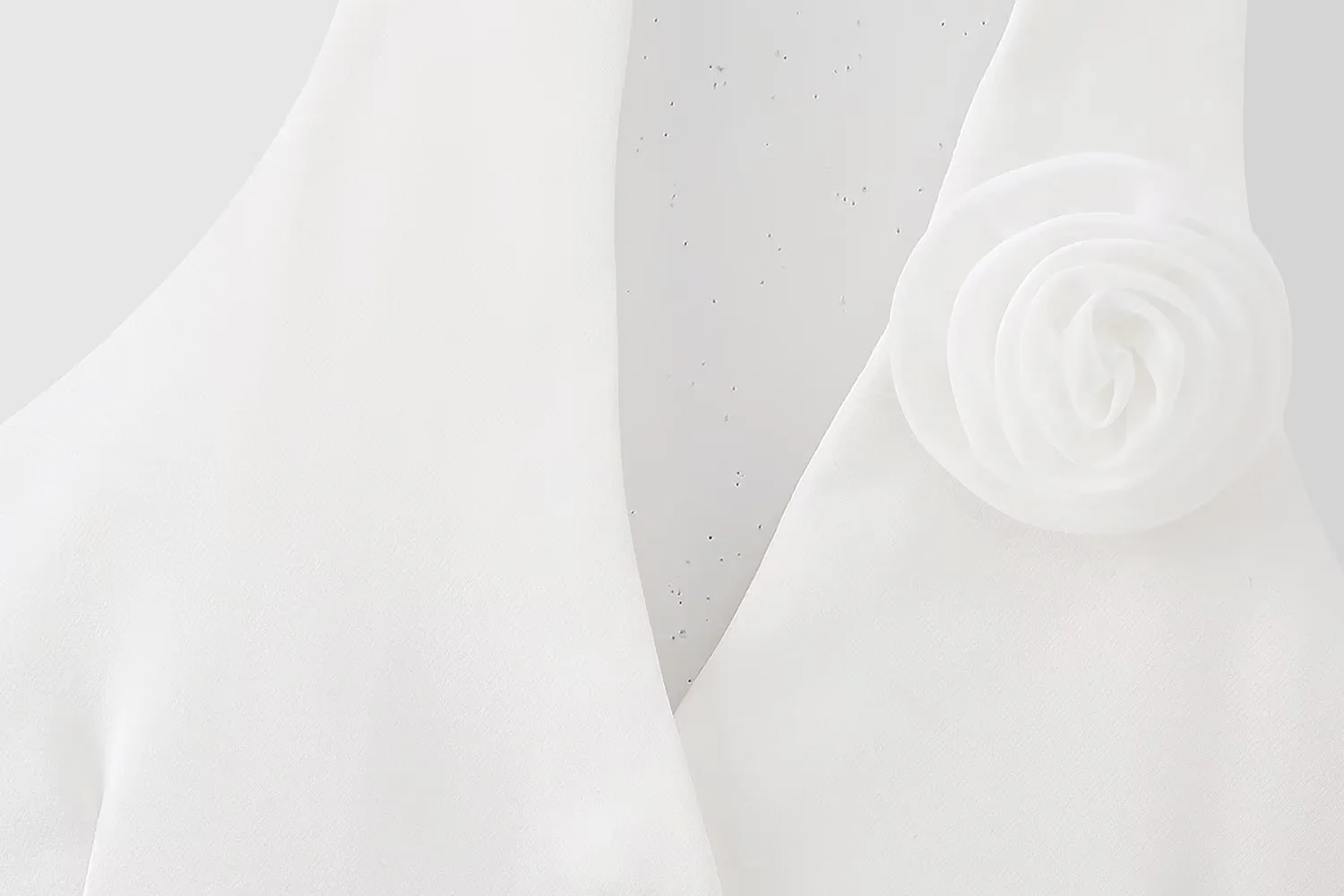 Fashion White Polyester Floral Breasted Halterneck Vest,Coat-Jacket