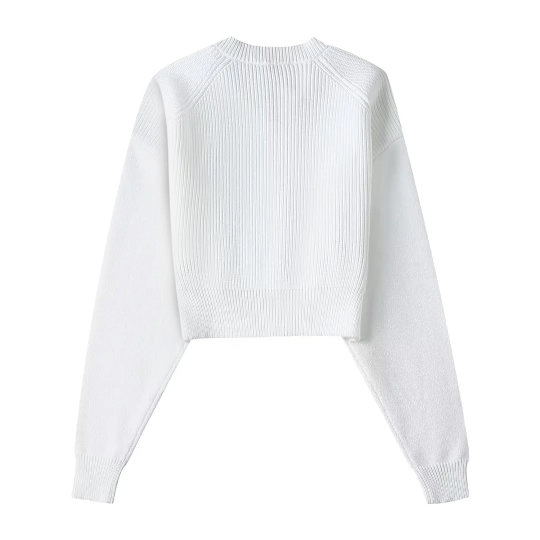 Fashion White Woven Knitted Sweater,Sweater