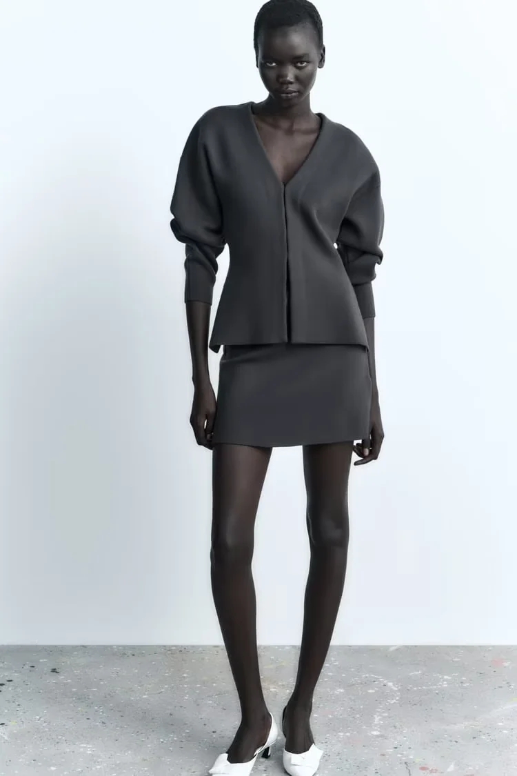 Fashion Dark Gray Polyester Knitted Skirt,Skirts